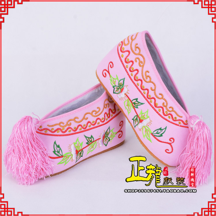 德令哈花旦鞋女绣花彩鞋 舒适款草花内高彩鞋